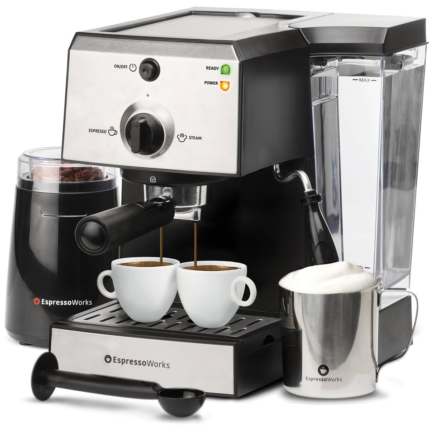 7 PC Espresso Machine and Cappuccino Maker with Built-in Steamer and Frother R67953