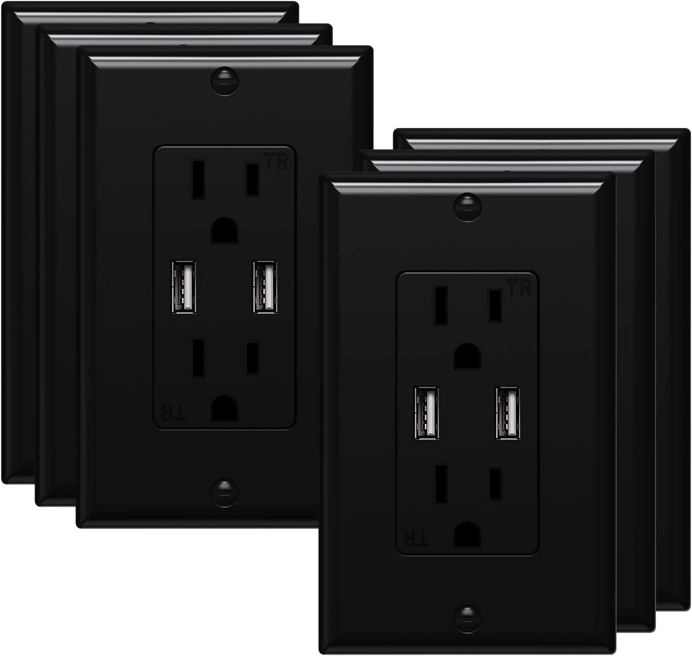 White USB Wall Outlet 15A/125V Receptacle 10 Pack Wall Plate Include Pack of 2 J632