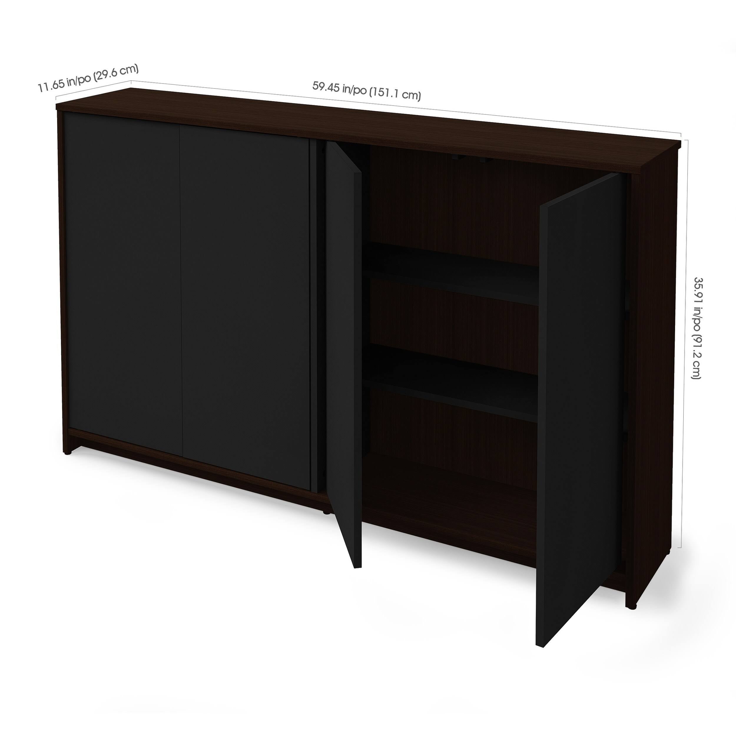 4 Door Storage Cabinet, Bark Gray/White R164490