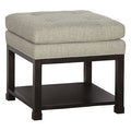 Putty/Almond Buff Tufted Square Ottoman with Storage N1386