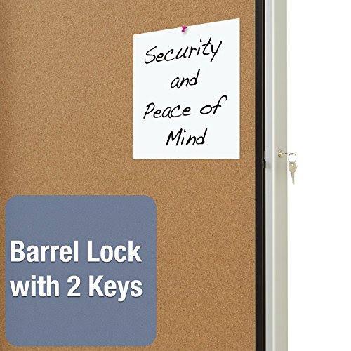 Enclosed Cork Bulletin Board with Swing Door, 30 x 27, Silver Aluminum Frame C613