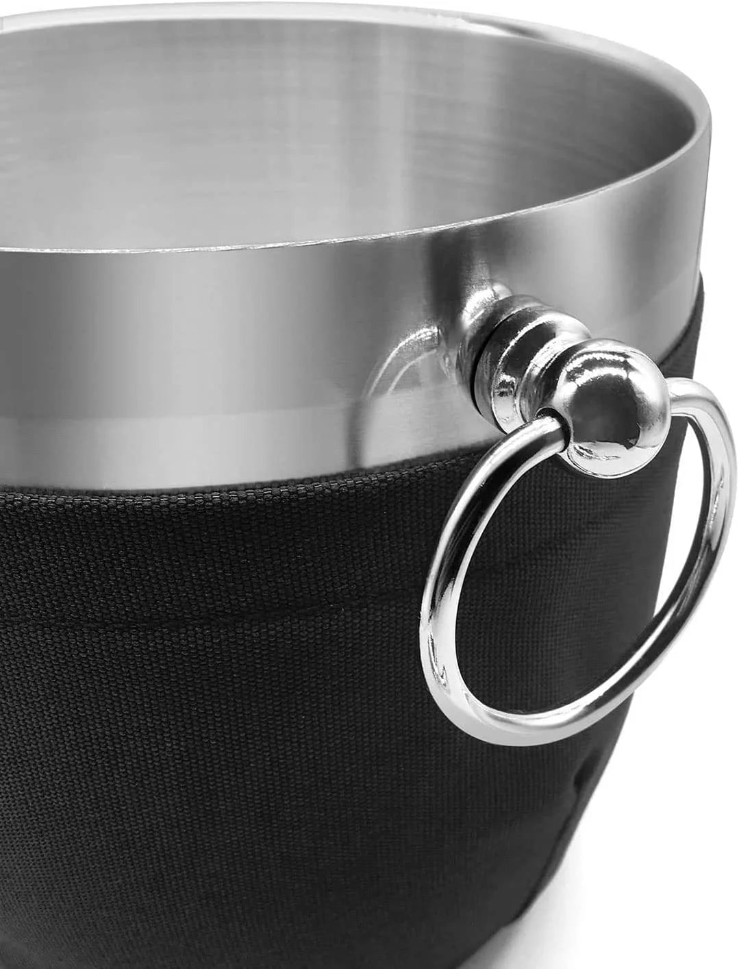 Black Double Walled Stainless Steel Insulated Ice Bucket with Nylon Holder R6773