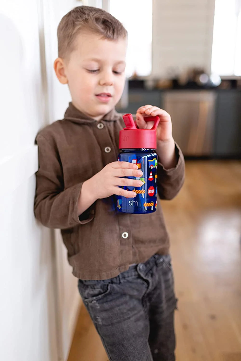 12oz Tritan Plastic Kids Water Bottle with Straw Lid C7869