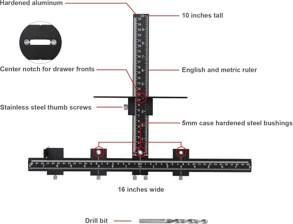 Cabinet Hardware Jig, Adjustable Template, Aluminum Alloy, Pack of 2 E290