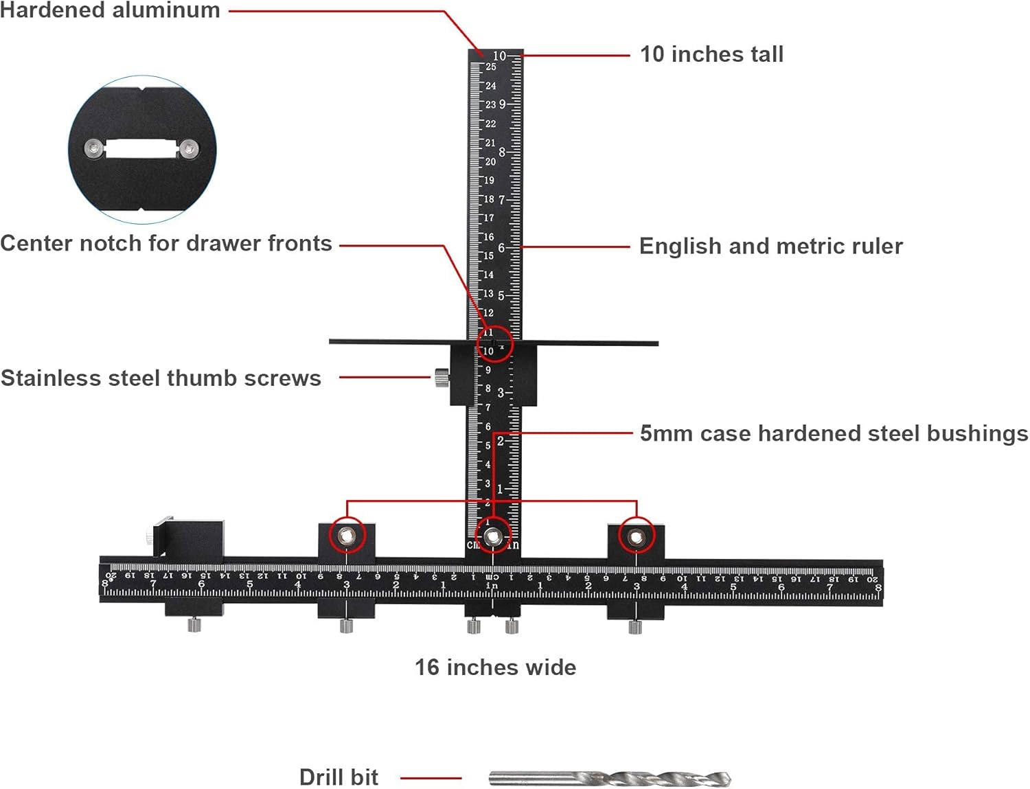 Cabinet Hardware Jig, Adjustable Template, Aluminum Alloy, Pack of 2 E290