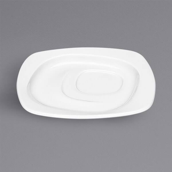 Bright White Square Porcelain Saucer - 12/Case Q46941
