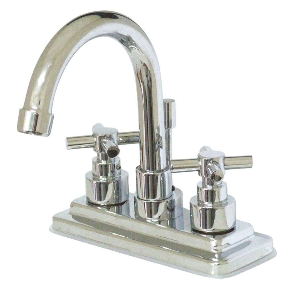 Polished Chrome Centerset Bathroom Faucet with Brass Pop-Up D1524