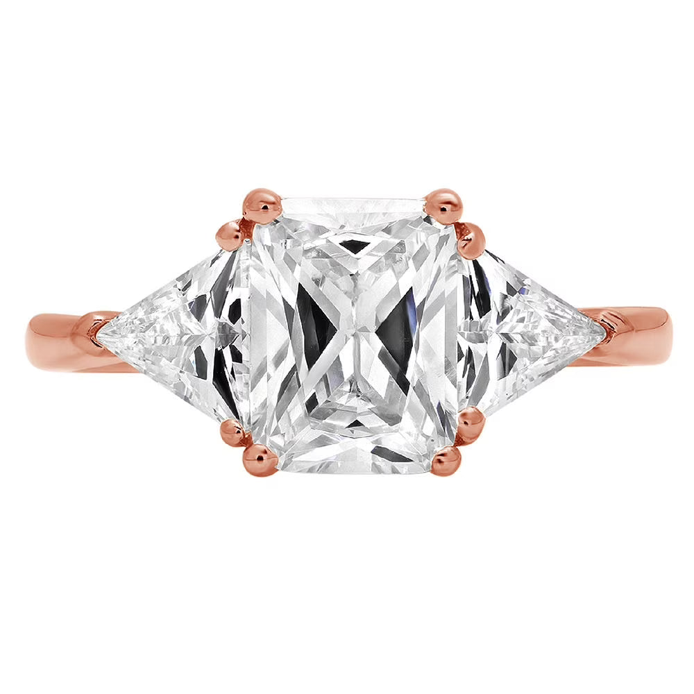 18K Rose Gold Three-Stone Diamond Engagement Ring S1301