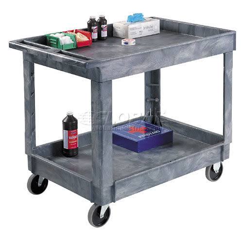 Plastic 2 Shelf Utility Cart with Rubber Casters P295375