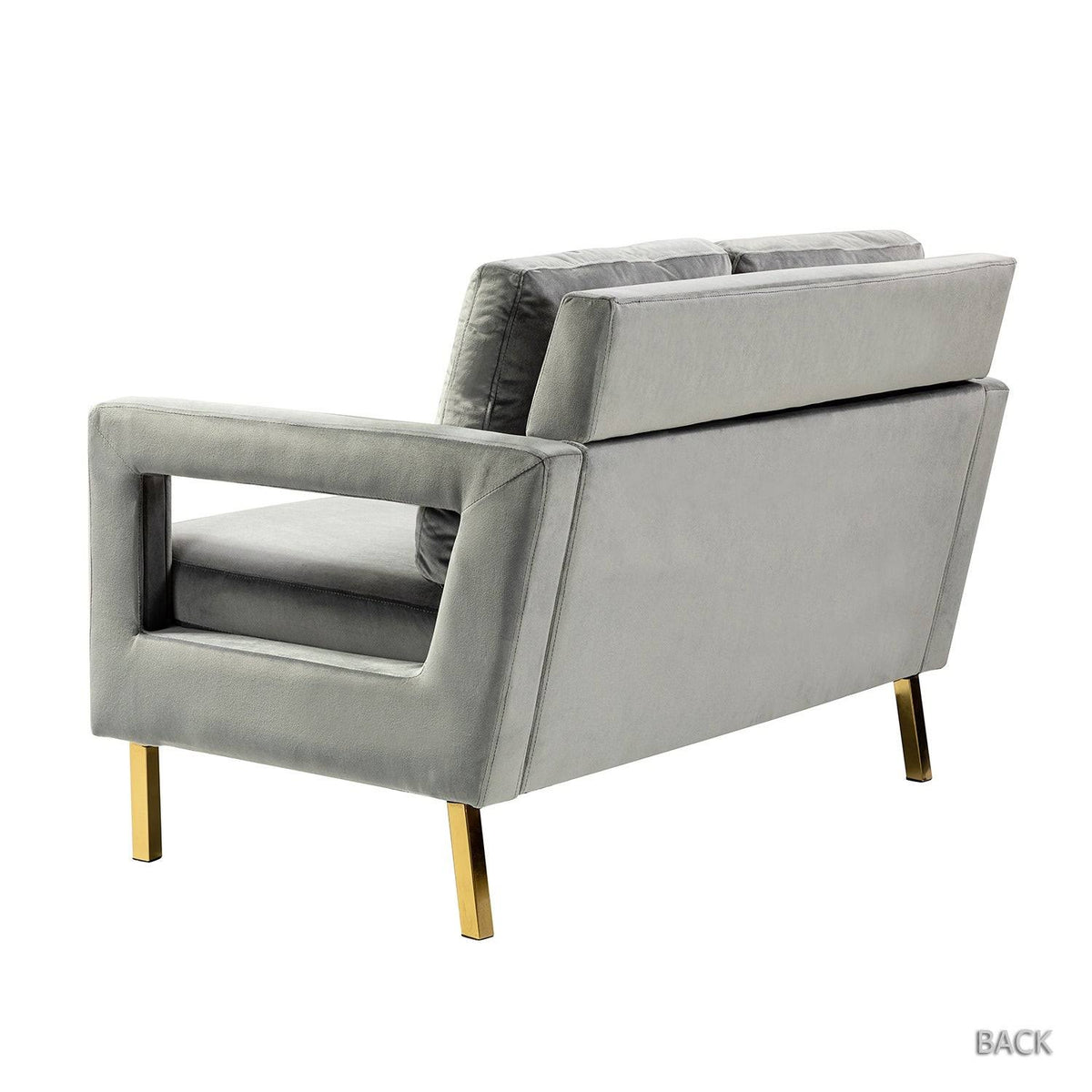 Black Loveseat with Gold Metal Legs D8607