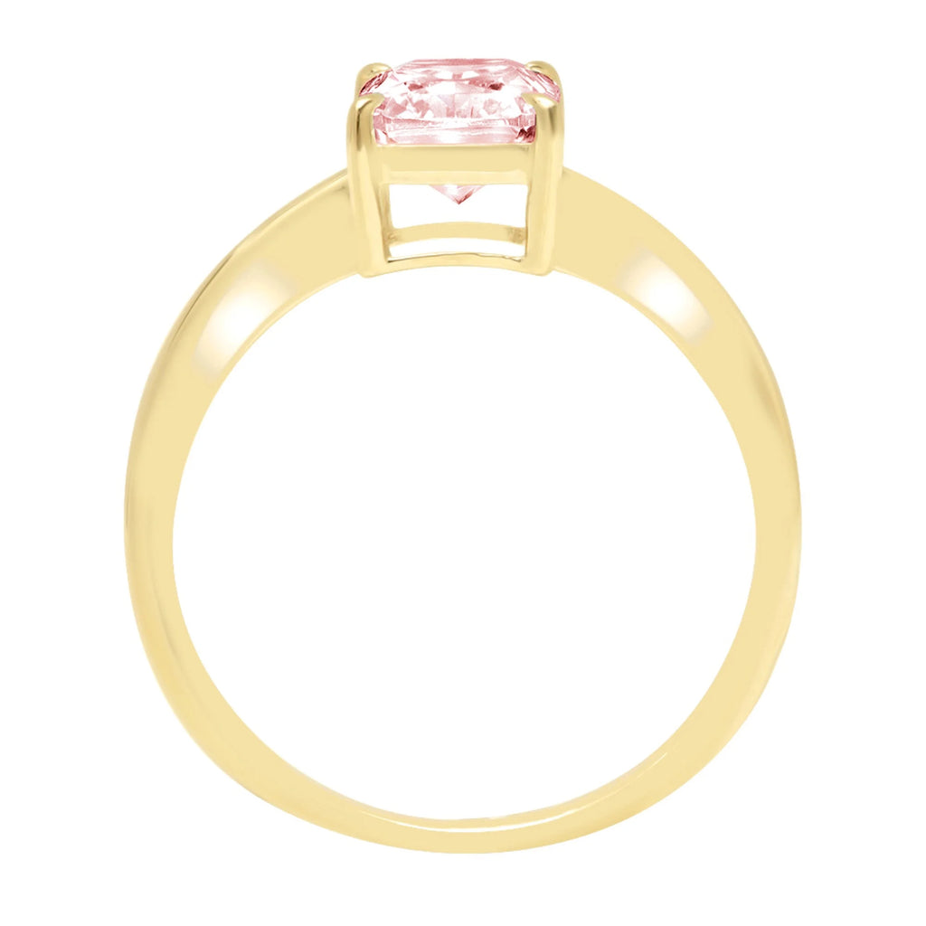 2.5ct Radiant Cut Pink Simulated Diamond 18k Yellow Gold Ring Size 10.5 C749075