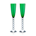 Green Crystal Flute Set of 2 T18696