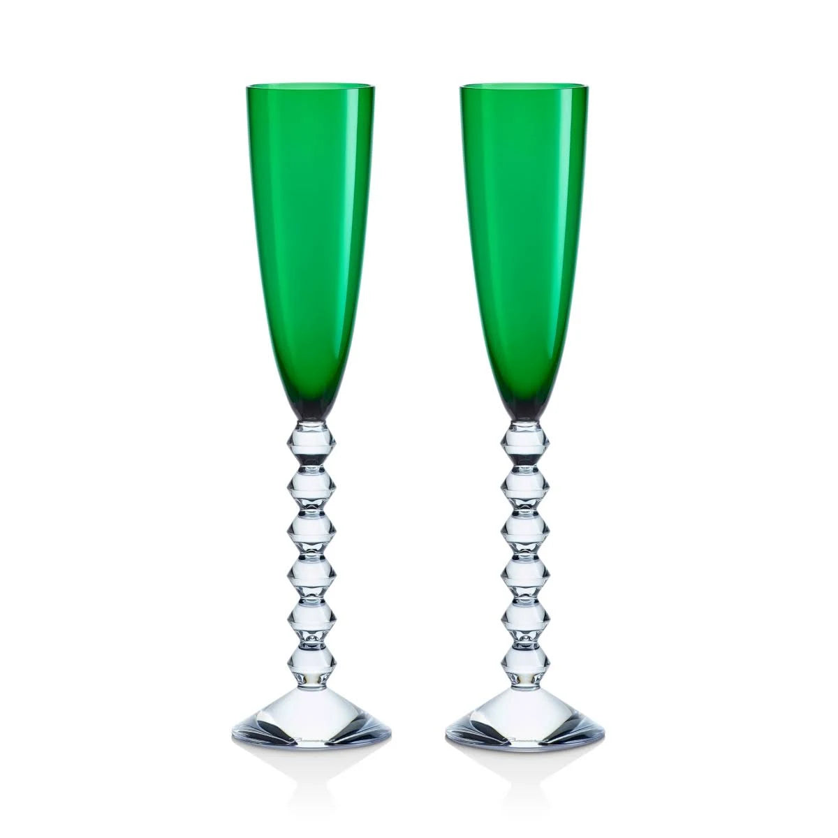 Green Crystal Flute Set of 2 T18696