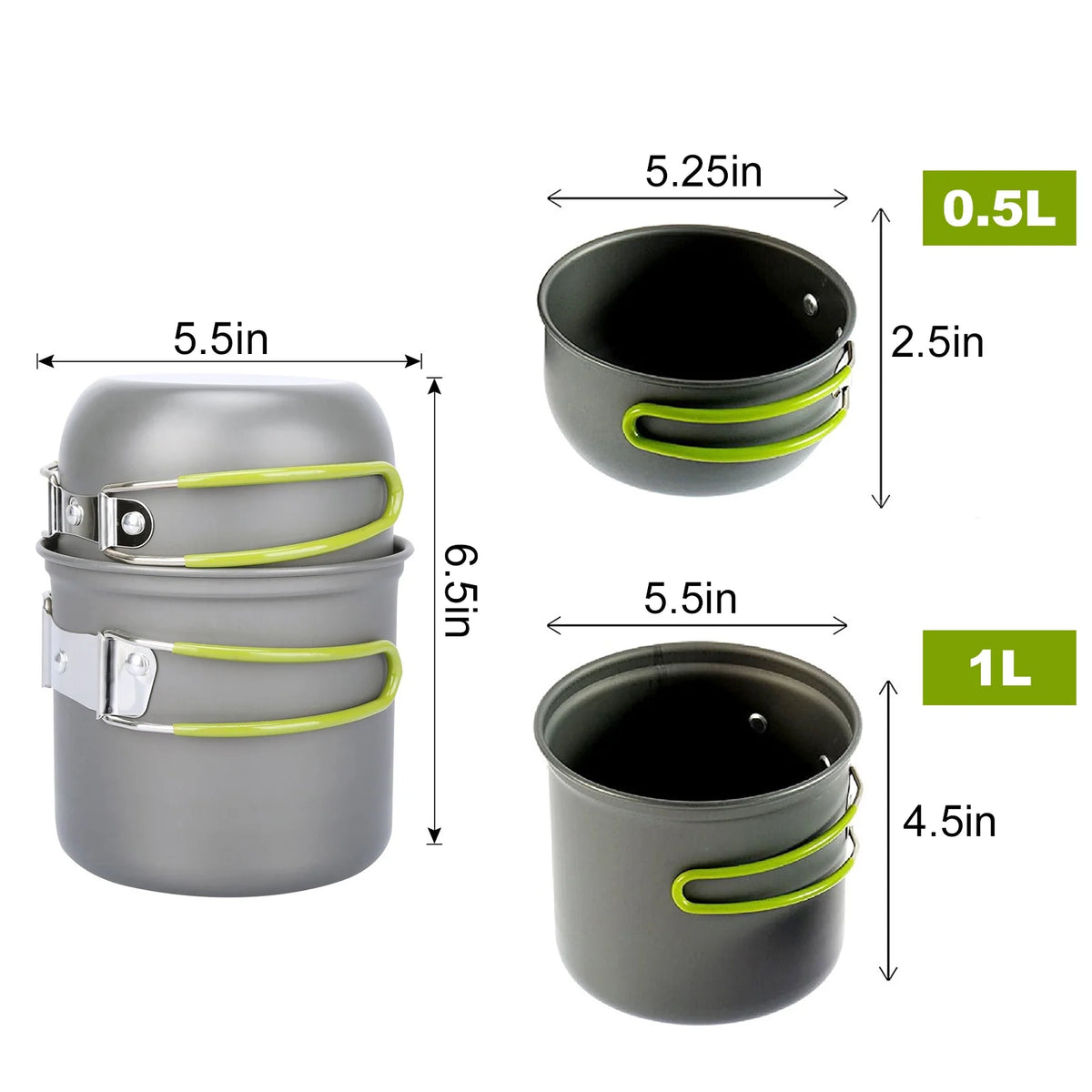 Camping Cookware Mess Kit with Non-stick Aluminum Camping Pot X95924