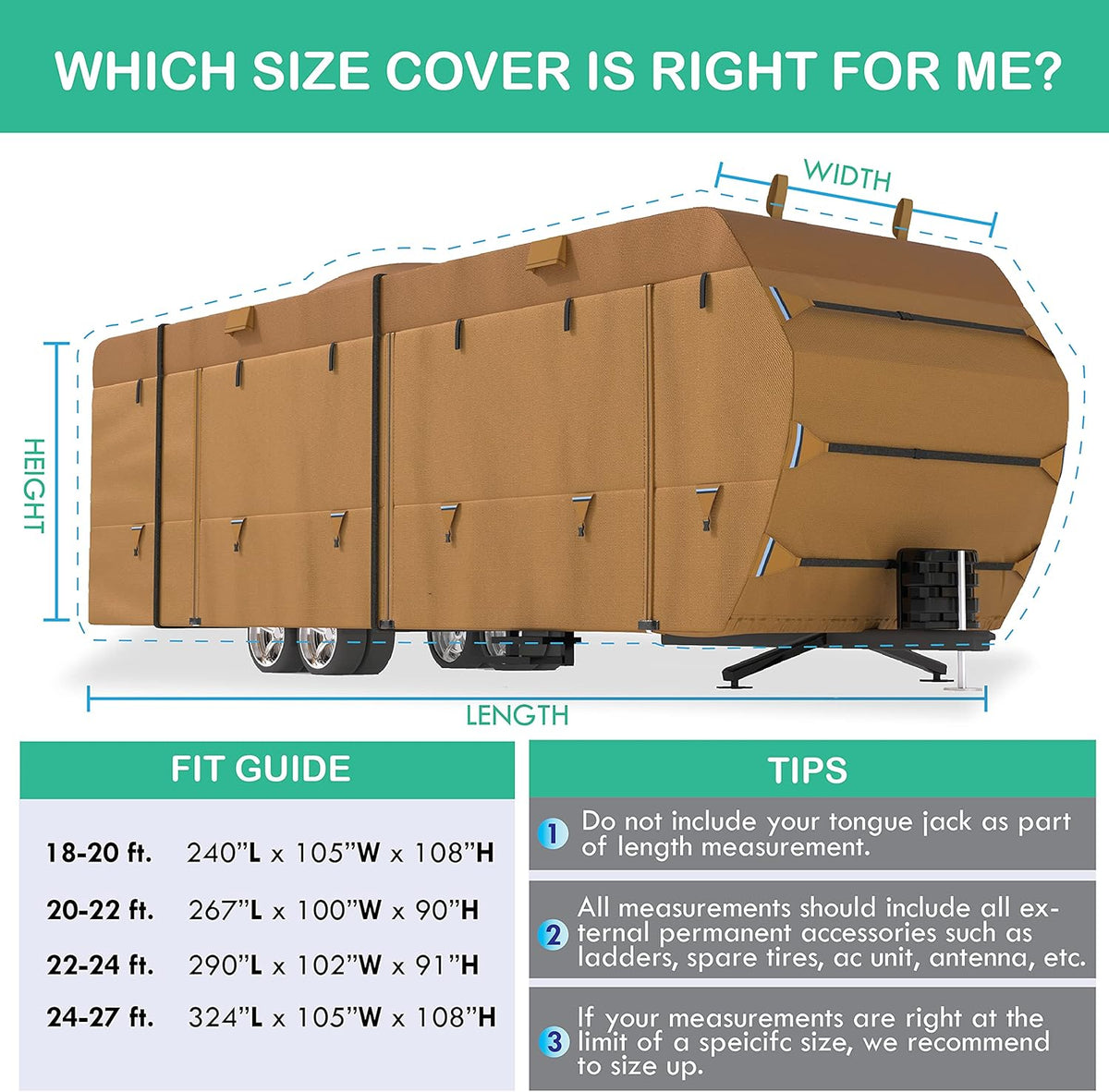 RV Trailer Covers with Storage Bag M7883