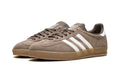 adidas Gazelle Indoor Sneakers - Taupe with White Stripes and Gum Sole