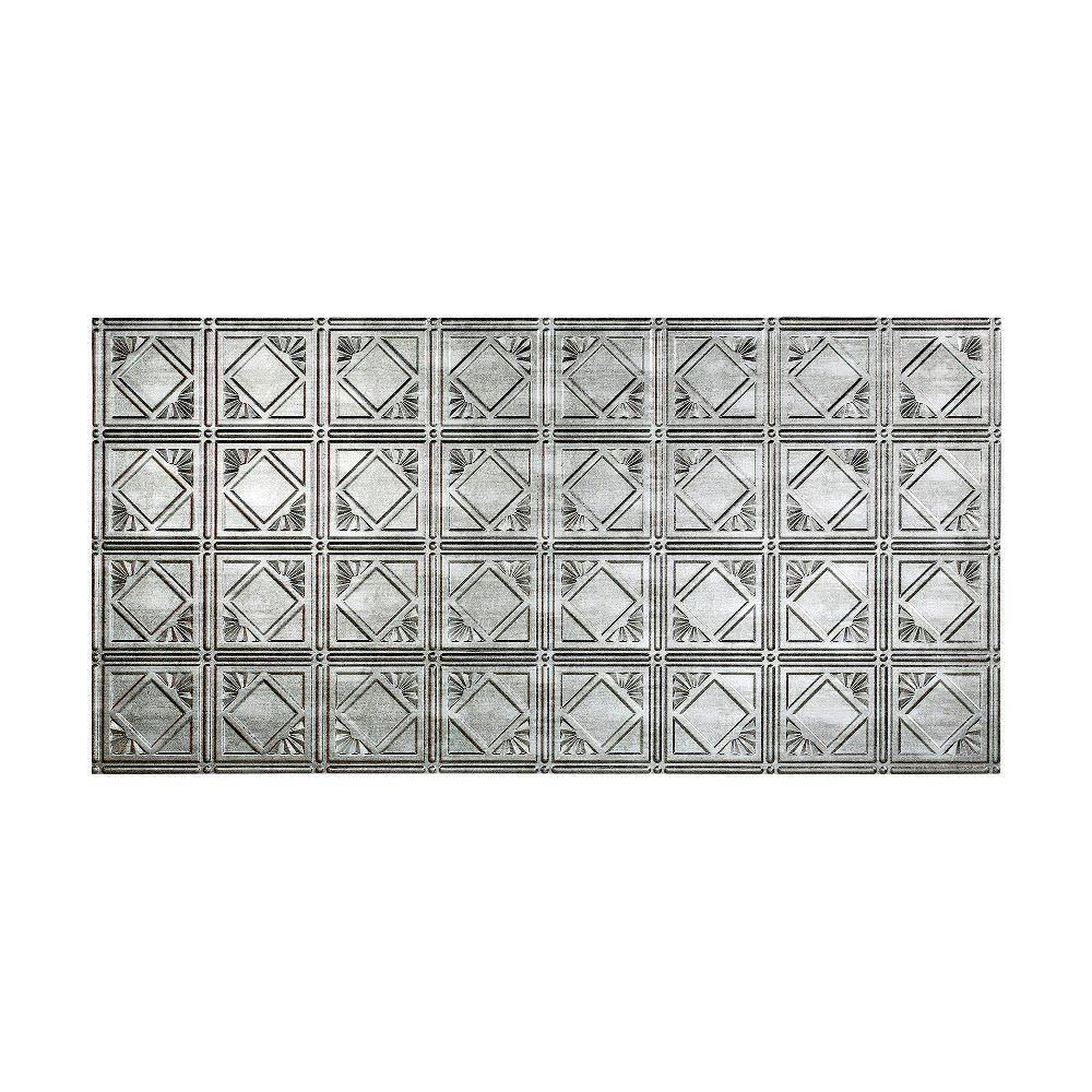 Crosshatch Silver 5 Pack Vinyl Glue Up Ceiling Tile H790