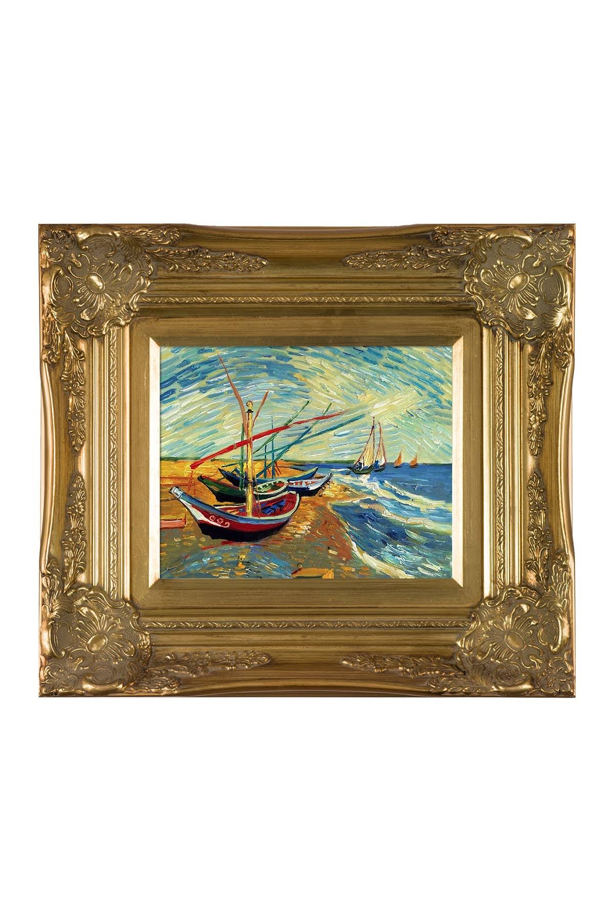Fishing Boats on The Beach at Saintes-Maries with Victorian Gold Frame D54121