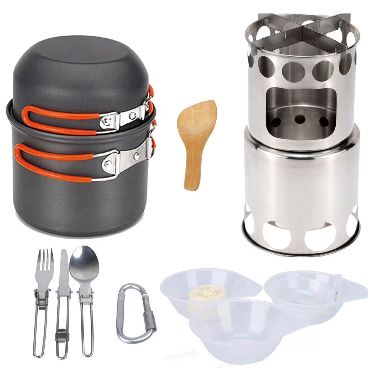 Camping Cookware Mess Kit with Non-stick Aluminum Camping Pot X95924