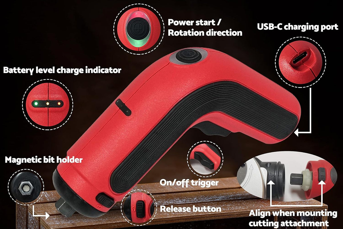 Cordless Electric Scissors Screwdriver 3.6V Rechargeable Power Multitool Pack of 2 F427672