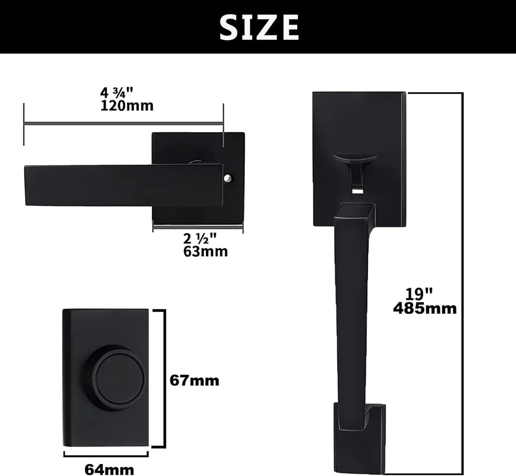 Matte Black Double Door Handleset with Keyed Entry and Dummy Handle Lever (2 Pack) V522