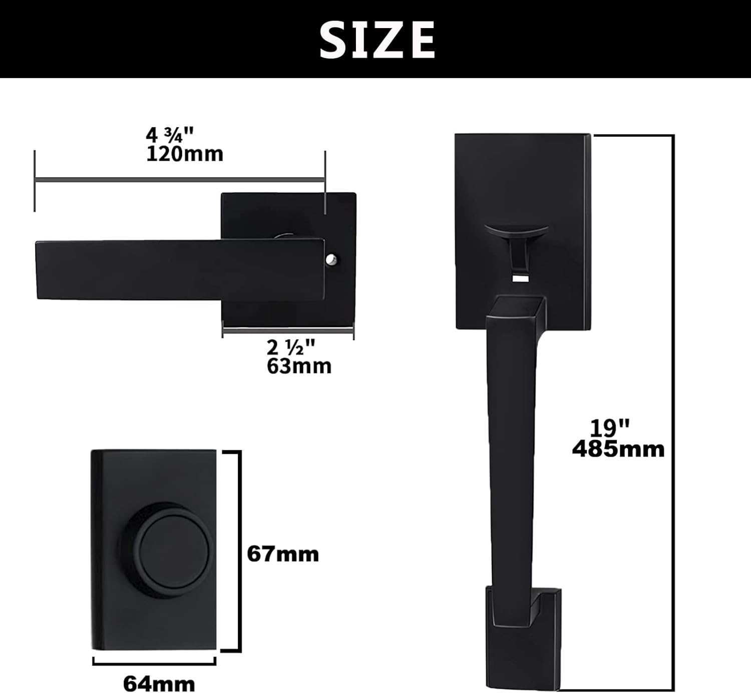 Matte Black Double Door Handleset with Keyed Entry and Dummy Handle Lever (2 Pack) V522