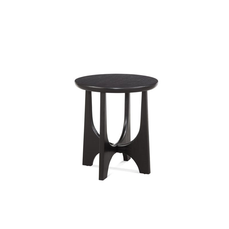 Black Wood Round End Table Y250327