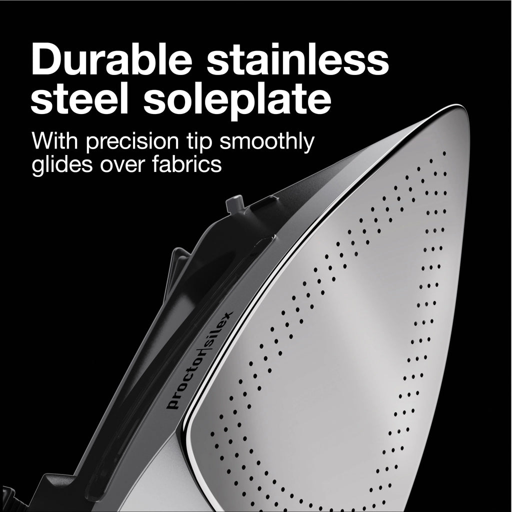 Black and Silver Steam Iron with Retractable Cord W43166