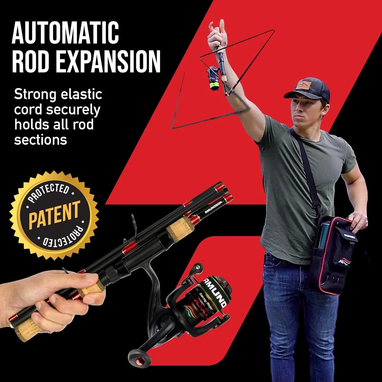 Fishing Rod and Reel Combo Graphite Carbon Rod Aluminum Spool Reel Portable Travel Camping Kit X4552