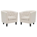 Beige 2 Piece Tufted Polyester Fabric Arm Chair Set V9831