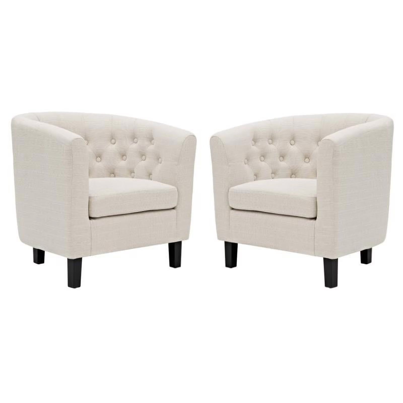 Beige 2 Piece Tufted Polyester Fabric Arm Chair Set V9831
