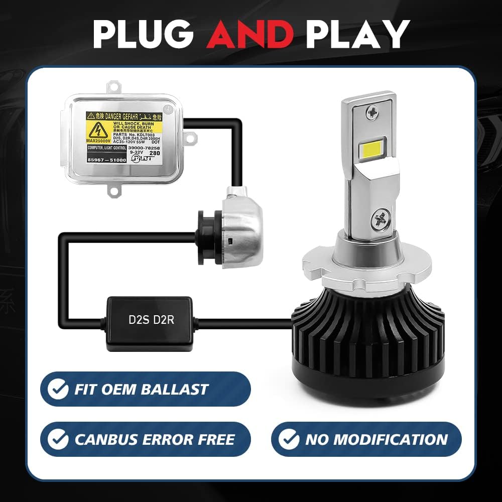 D2S D2R LED Headlight Conversion Kit, 70W 6000K White, 2 Pack L93982