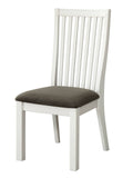 White Wooden Side Chair with Gray Fabric Padded Seat, Pack of Two O32380
