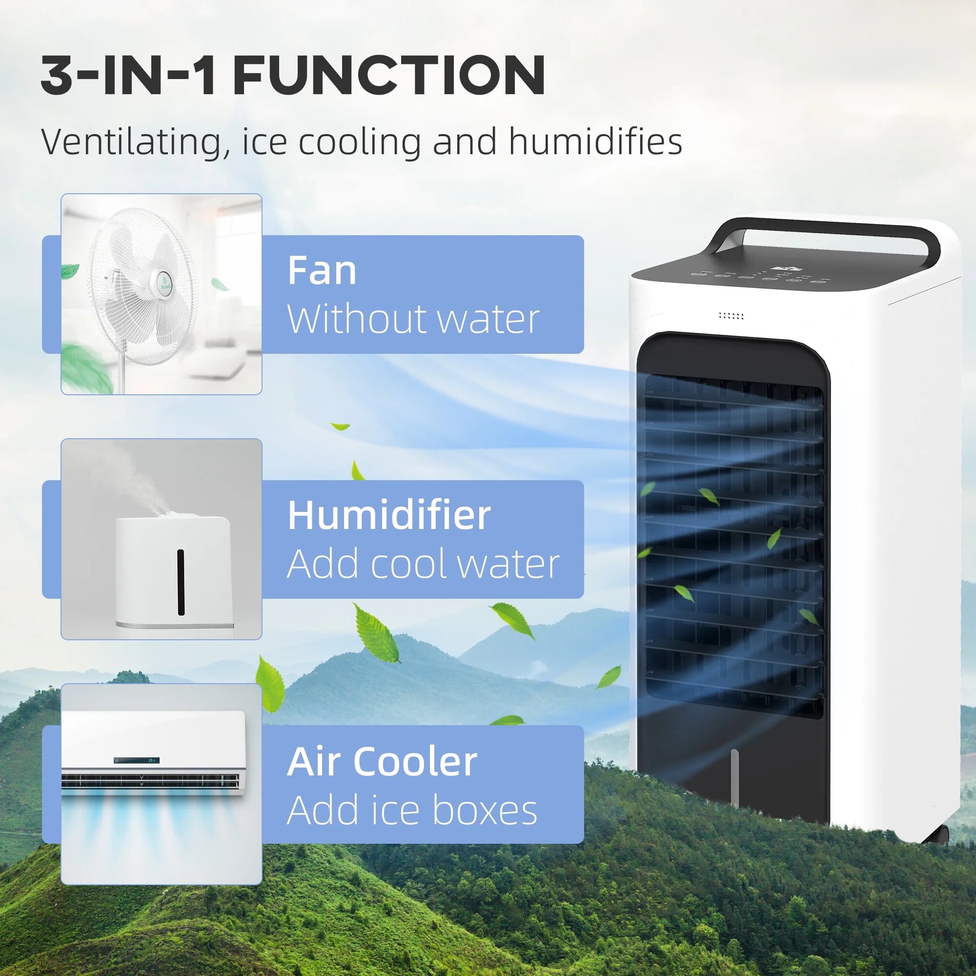 Oscillating Air Cooler with Remote, 7H Timer, LED Display X910563