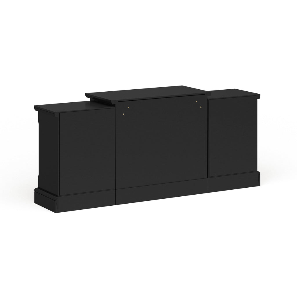 Black Faux Stone Electric Fireplace with Bookcases X33459