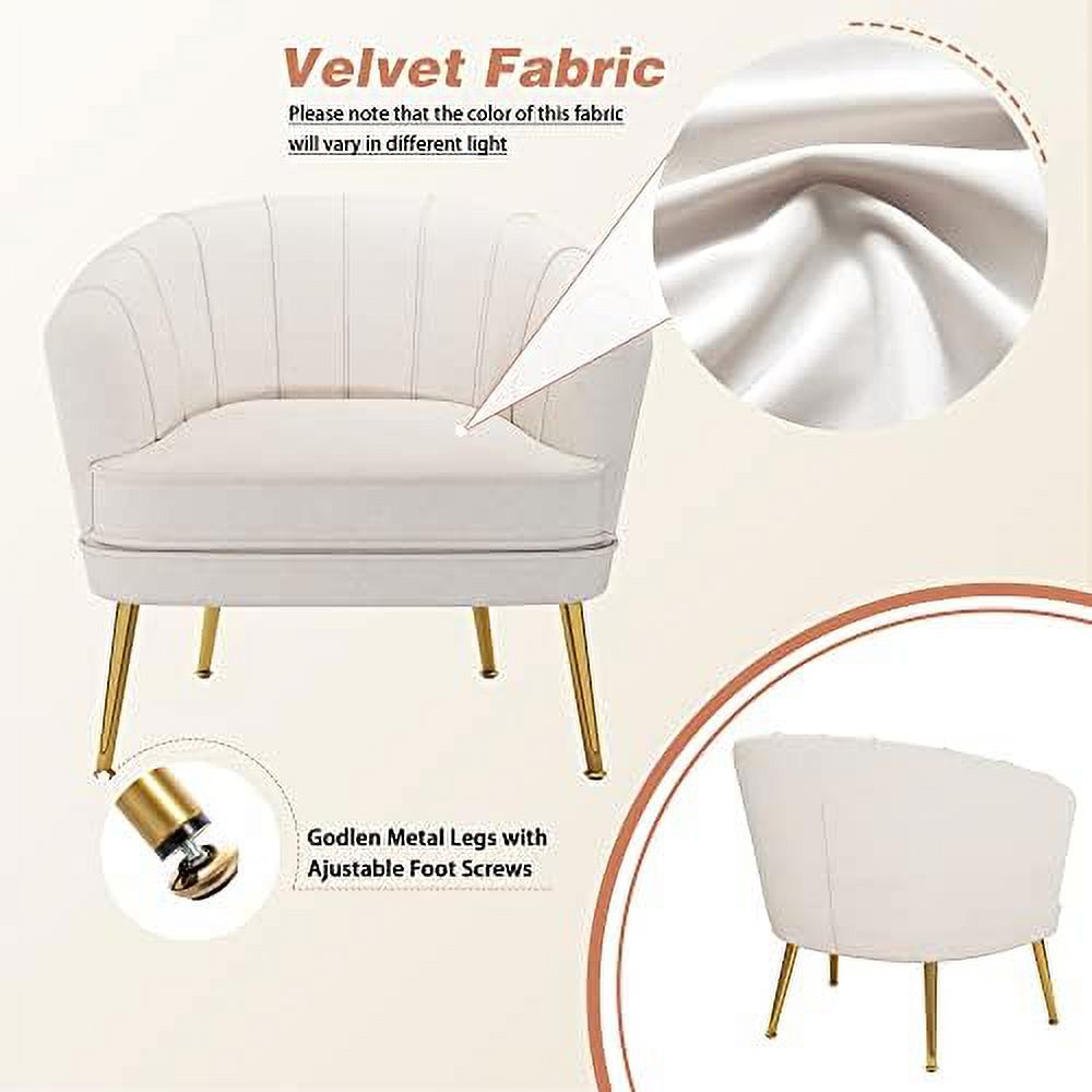 Velvet Accent Chair with Ottoman Golden Metal Legs Z659763