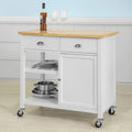 Kitchen Cart with Rubber Wood Top and Wide Drawer N1106