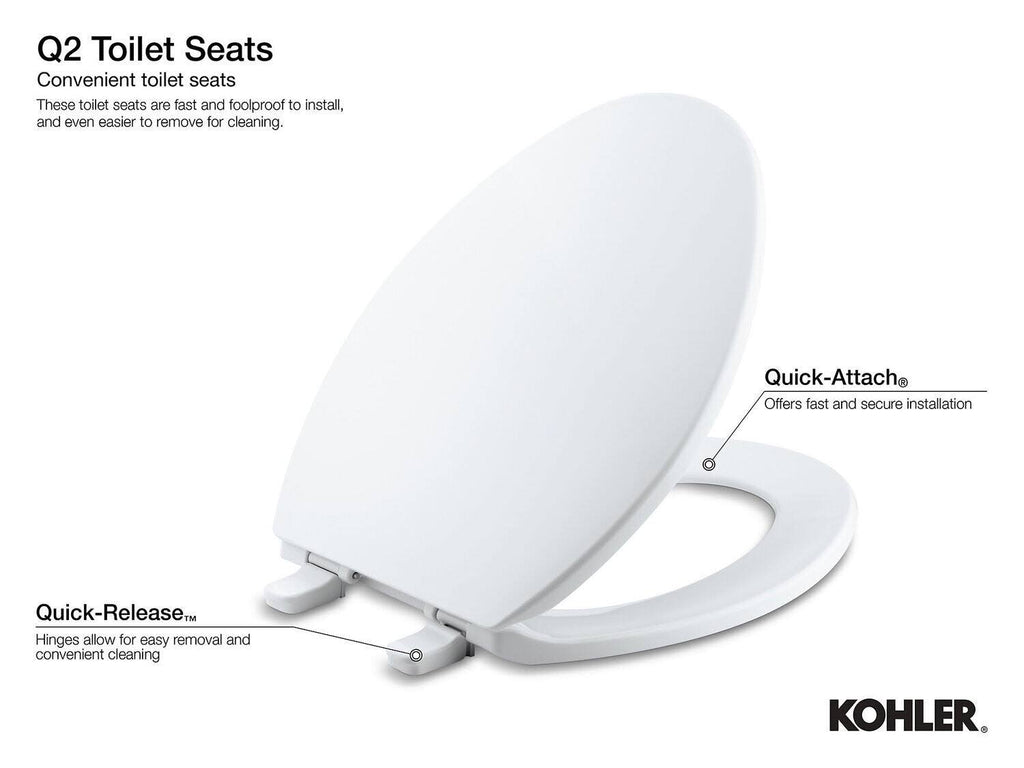 Elongated Toilet Seat with Quick-Release Hinges H683053