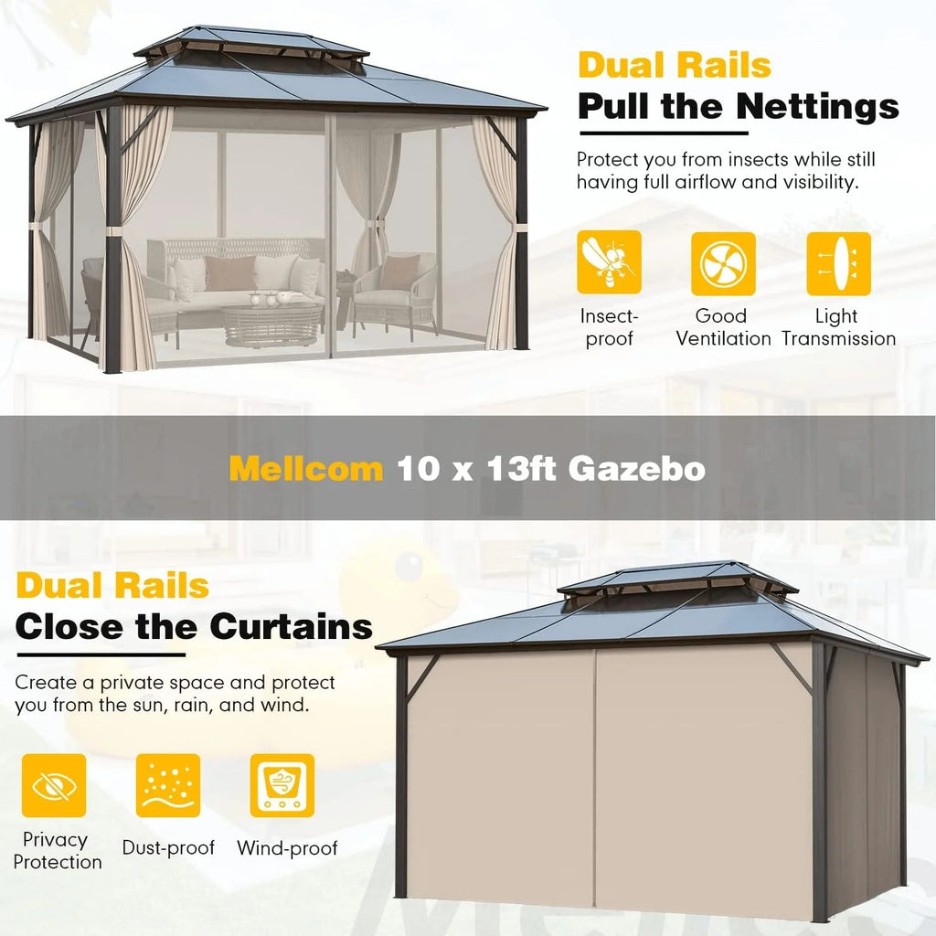 10' x 13' Outdoor Hardtop Gazebo with Aluminum Frame Z631202