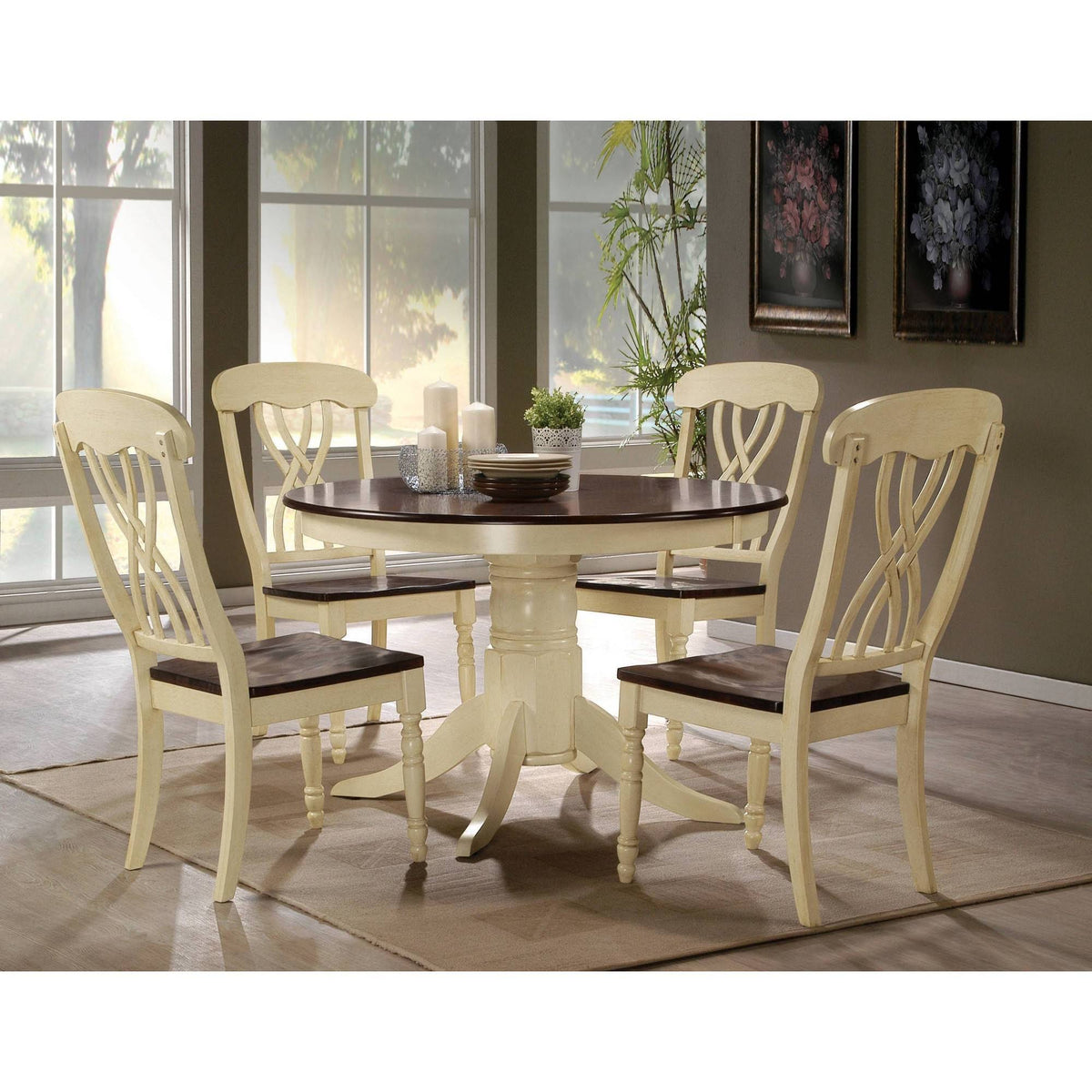 Buttermilk Oak Wood Side Dining Chair Set of 2 D69477