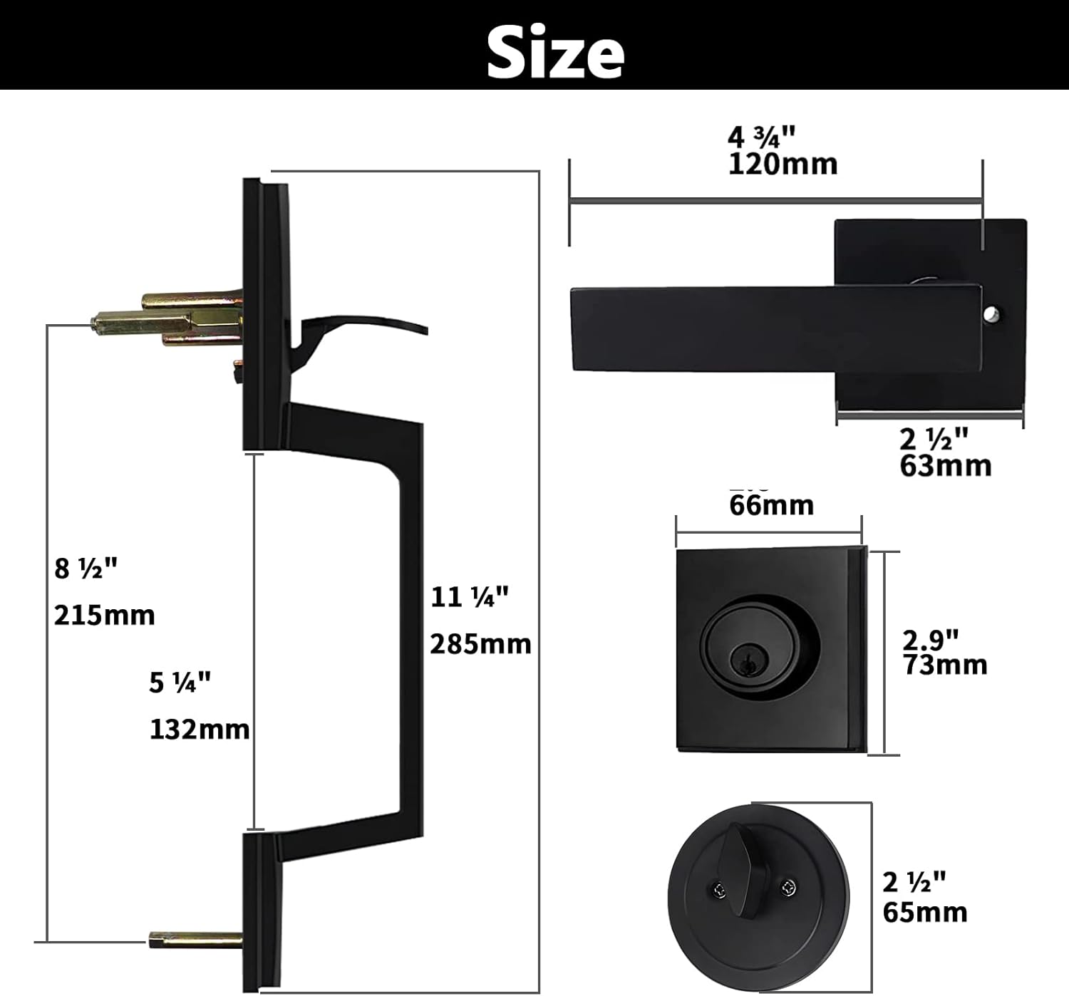 Matte Black Double Door Handleset with Keyed Entry and Dummy Handle Lever (2 Pack) V522