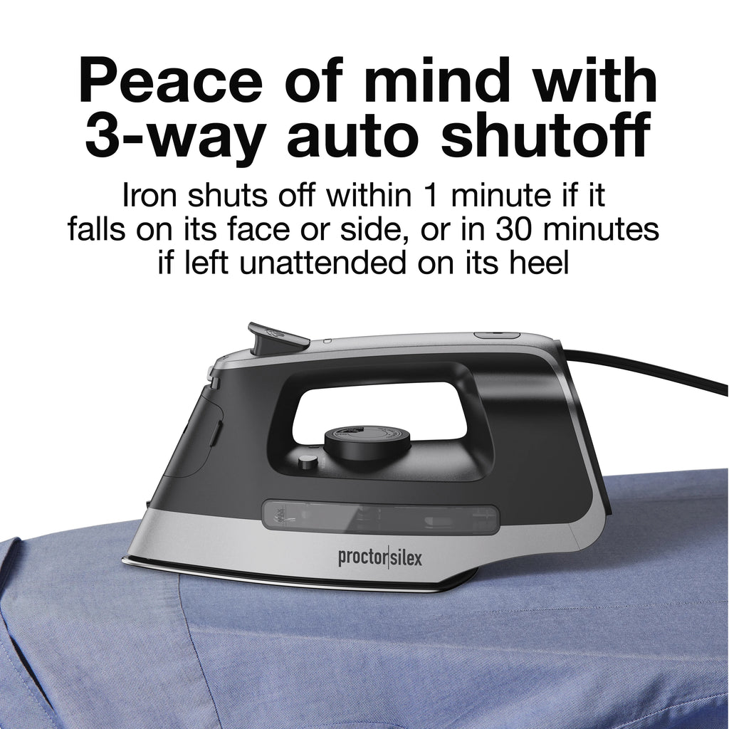 Black and Silver Steam Iron with Retractable Cord W43166
