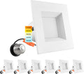 4 Inch Square Recessed LED Can Lights, 750 Lumens, Dimmable, Wet Rated, Baffle Trim, 6 Pack V37537