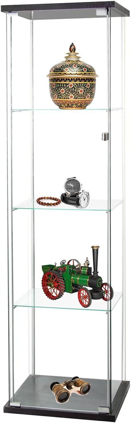 Clear Black 4-Tier Glass Display Cabinet R724