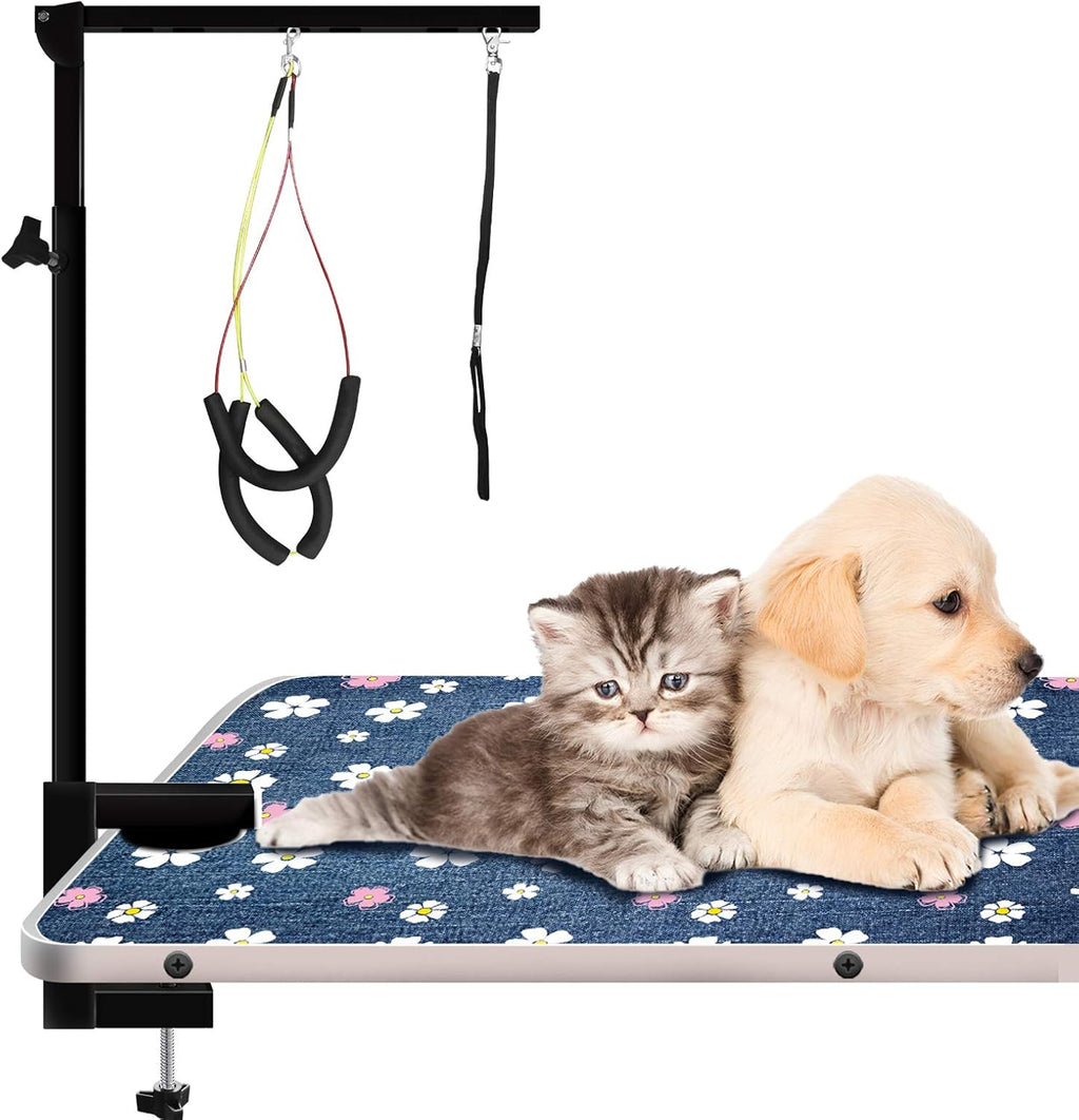 Dog Grooming Arm with Clamp Portable Two Grooming Arms 41 inch Height Adjustable Dark Grey P556484