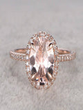 1.25 Carat Peach Pink Morganite and Diamond Engagement Ring in 10k Rose Gold X1976