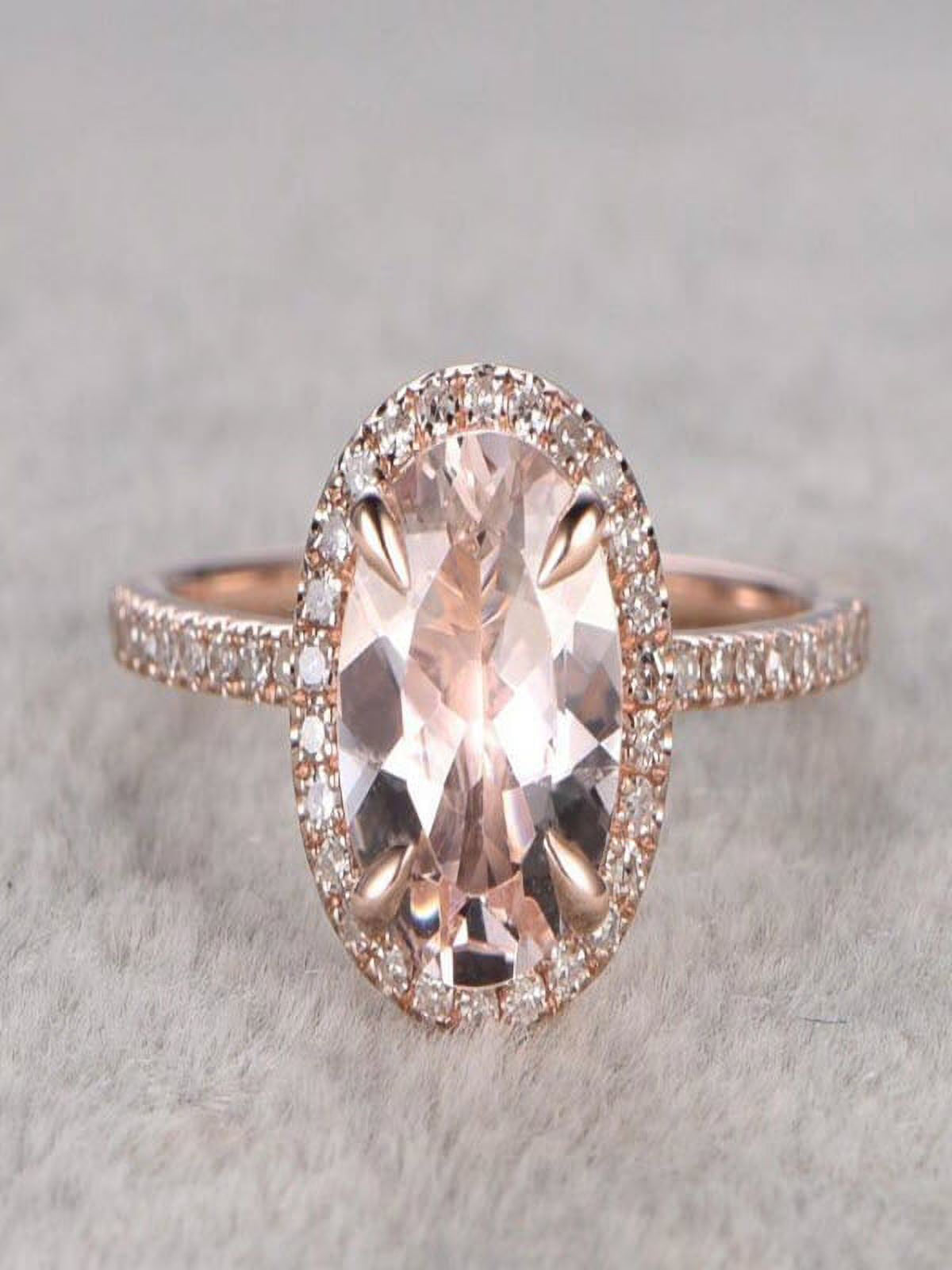 1.25 Carat Peach Pink Morganite and Diamond Engagement Ring in 10k Rose Gold X1976