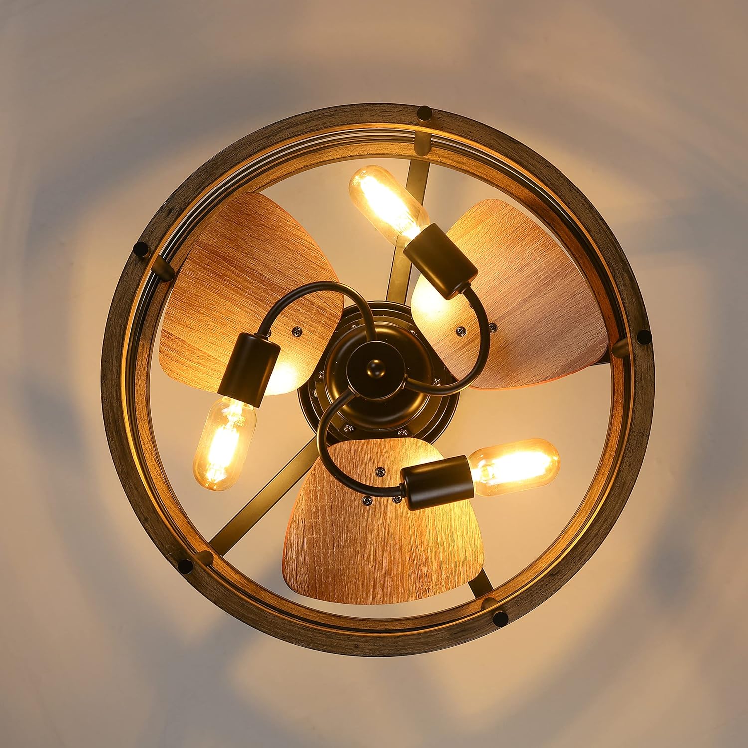 20-inch Caged Ceiling Fan with Light, Reversible, Remote, Bladeless B93208