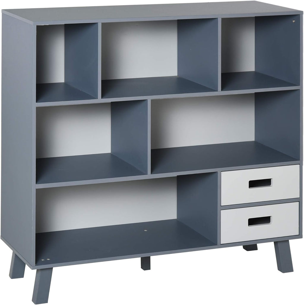 Grey 3-Tier Child Bookcase with Drawers L102