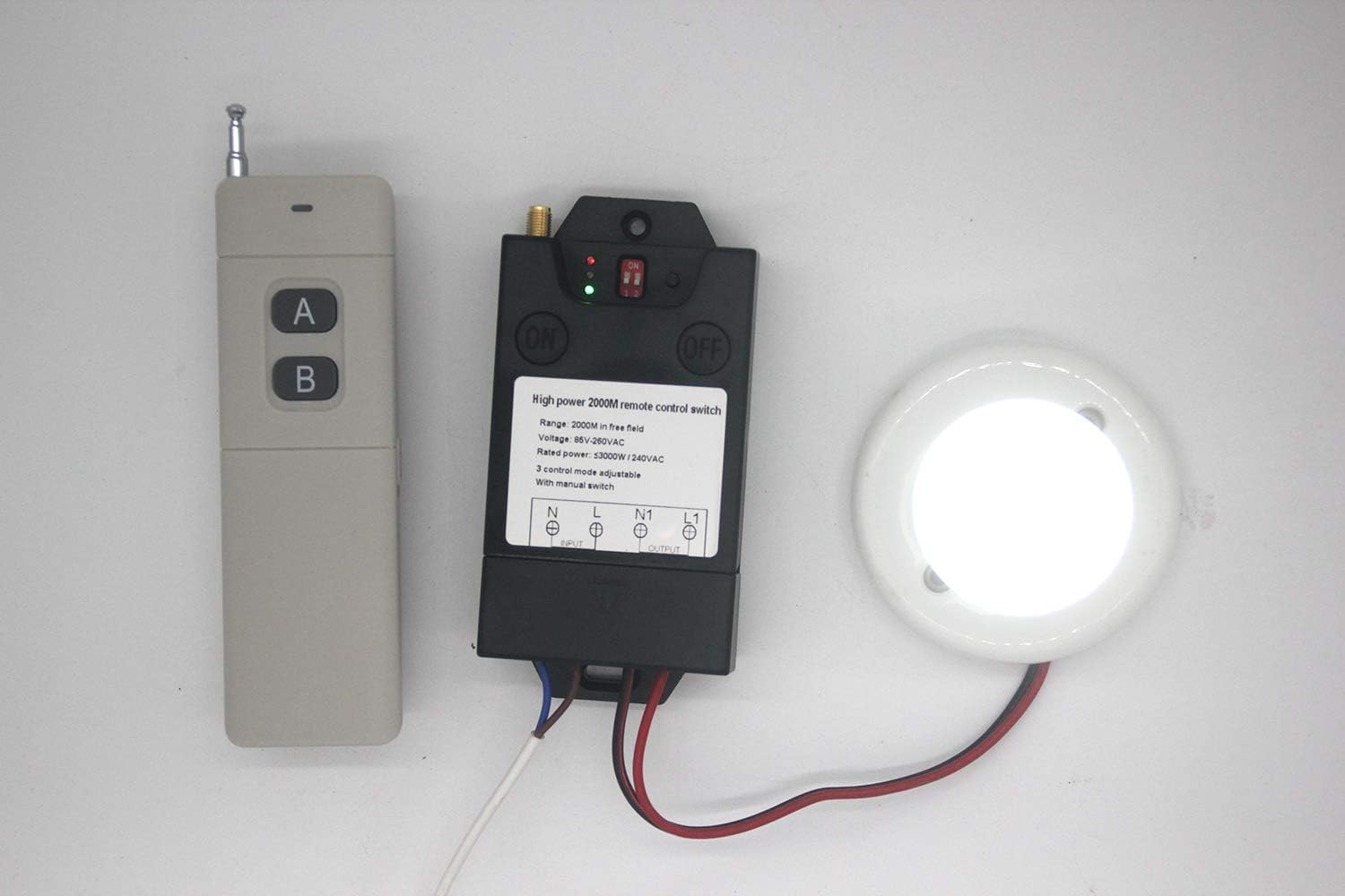 2000 Meters Wireless Remote Control Switch AC 110V 220V Relay Transmitter Pack of 2 K418931